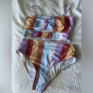 SHEIN High Waisted Striped Bikini -Medium